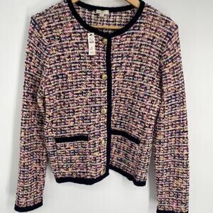 Talbots Jacket Women’s Medium Tweed Channel Suit Style Gold Buttons Old Money